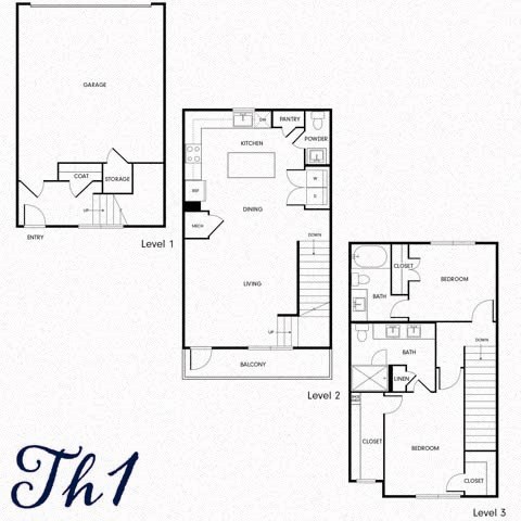 Floor plan for 2 beds, 2.5 baths, 1522 sqft